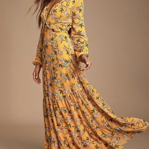 Lulu's Thrive Together Yellow Floral Print Maxi